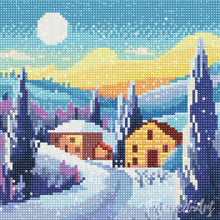 Laden Sie das Bild in den Galerie-Viewer, Mini Diamond Painting 25 x 25 cm - Toskanische Winternacht