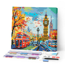 Laden Sie das Bild in den Galerie-Viewer, Mini Diamond Painting 25 x 25 cm - Herbst in Londoner Stadt