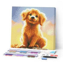 Laden Sie das Bild in den Galerie-Viewer, Mini Diamond Painting 25 x 25 cm - Süßer Golden Retriever Welpe