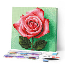 Laden Sie das Bild in den Galerie-Viewer, Mini Diamond Painting 25 x 25 cm - Atemberaubende Rosa Rose