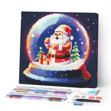 Laden Sie das Bild in den Galerie-Viewer, Mini Diamond Painting 25 x 25 cm - Weihnachtsmann in Schneekugel