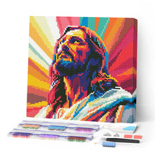 Laden Sie das Bild in den Galerie-Viewer, Mini Diamond Painting 25 x 25 cm - Strahlender Jesus