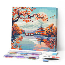 Laden Sie das Bild in den Galerie-Viewer, Mini Diamond Painting 25 x 25 cm - See und Mount Fuji