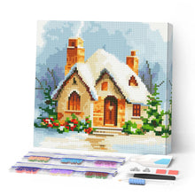 Laden Sie das Bild in den Galerie-Viewer, Mini Diamond Painting 25 x 25 cm - Backsteinhaus im Winter
