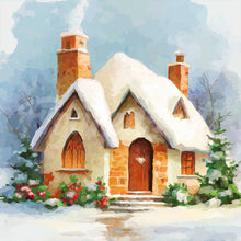 Laden Sie das Bild in den Galerie-Viewer, Mini Diamond Painting 25 x 25 cm - Backsteinhaus im Winter