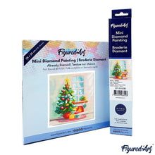 Laden Sie das Bild in den Galerie-Viewer, Mini Diamond Painting 25 x 25 cm - Weihnachtsbaum und Kamin