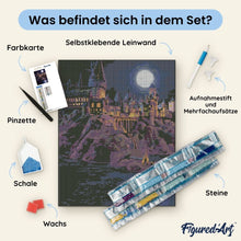 Laden Sie das Bild in den Galerie-Viewer, Diamond Painting - Hogwarts bei Nacht - Harry Potter – 40 x 50 cm auf Keilrahmen gespannt
