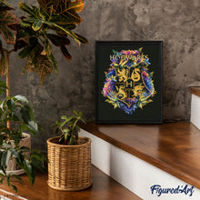 Laden Sie das Bild in den Galerie-Viewer, Diamond Painting - Blumenwappen von Hogwarts - Harry Potter – 40 x 50 cm auf Keilrahmen gespannt