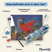 Laden Sie das Bild in den Galerie-Viewer, Diamond Painting - Superman und Lois in der Luft – 40 x 50 cm auf Keilrahmen gespannt