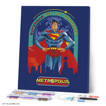 Laden Sie das Bild in den Galerie-Viewer, Diamond Painting - Superman - Stadt der Zukunft – 40 x 50 cm auf Keilrahmen gespannt
