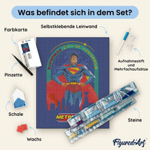 Laden Sie das Bild in den Galerie-Viewer, Diamond Painting - Superman - Stadt der Zukunft – 40 x 50 cm auf Keilrahmen gespannt