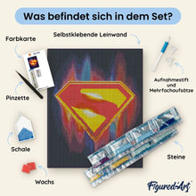 Laden Sie das Bild in den Galerie-Viewer, Diamond Painting - Superman-Schild – 40 x 50 cm auf Keilrahmen gespannt