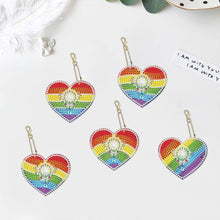 Laden Sie das Bild in den Galerie-Viewer, Anhänger Diamond Painting Herzen Regenbogen Set 5 Stück
