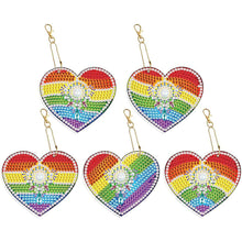 Laden Sie das Bild in den Galerie-Viewer, Anhänger Diamond Painting Herzen Regenbogen Set 5 Stück