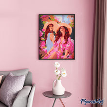 Laden Sie das Bild in den Galerie-Viewer, Schwestern in einem rosa Garten