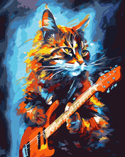 Laden Sie das Bild in den Galerie-Viewer, Malen nach Zahlen Figured'Art – Abstrakte Rocker Katze