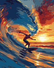 Laden Sie das Bild in den Galerie-Viewer, Malen nach Zahlen Figured'Art – Großwellen-Surfen