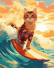Laden Sie das Bild in den Galerie-Viewer, Malen nach Zahlen Figured'Art – Surfende Katze