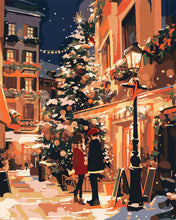 Laden Sie das Bild in den Galerie-Viewer, Malen nach Zahlen Figured'Art – Weihnachtspaar in der Stadt