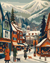 Laden Sie das Bild in den Galerie-Viewer, Malen nach Zahlen Figured'Art – Weihnachtsmarkt im Tal