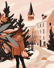 Laden Sie das Bild in den Galerie-Viewer, Malen nach Zahlen Figured'Art – Winterspaziergang im Dorf