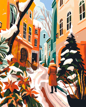 Laden Sie das Bild in den Galerie-Viewer, Malen nach Zahlen Figured'Art – Wintergasse in der Stadt