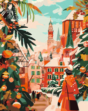 Laden Sie das Bild in den Galerie-Viewer, Malen nach Zahlen Figured'Art – Szene auf dem Weihnachtsmarkt