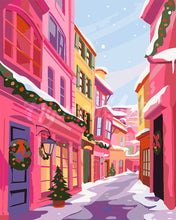Laden Sie das Bild in den Galerie-Viewer, Malen nach Zahlen Figured'Art – Rosa Weihnachtsgasse