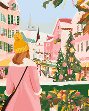 Laden Sie das Bild in den Galerie-Viewer, Malen nach Zahlen Figured'Art – Mädchen auf dem Weihnachtsmarkt