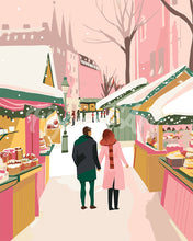 Laden Sie das Bild in den Galerie-Viewer, Malen nach Zahlen Figured'Art – Paar auf dem Weihnachtsmarkt