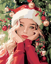 Laden Sie das Bild in den Galerie-Viewer, Malen nach Zahlen Figured'Art – Süßes Mädchen zu Weihnachten