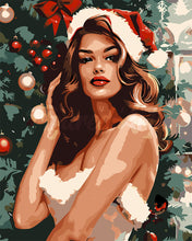 Laden Sie das Bild in den Galerie-Viewer, Malen nach Zahlen Figured'Art – Glamouröses Weihnachtsmädchen