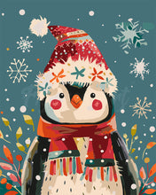 Laden Sie das Bild in den Galerie-Viewer, Malen nach Zahlen Figured'Art – Kleiner Weihnachts-Pinguin
