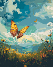 Laden Sie das Bild in den Galerie-Viewer, Malen nach Zahlen Figured'Art – Kupferschmetterling unter blauem Himmel