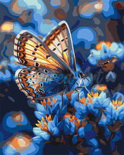 Laden Sie das Bild in den Galerie-Viewer, Malen nach Zahlen Figured'Art – Schmetterling und blaue Blumen