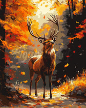 Laden Sie das Bild in den Galerie-Viewer, Malen nach Zahlen Figured'Art – Majestätischer Hirsch im Herbst