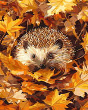 Laden Sie das Bild in den Galerie-Viewer, Malen nach Zahlen Figured'Art – Igel in Herbstblättern
