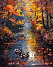 Laden Sie das Bild in den Galerie-Viewer, Malen nach Zahlen Figured'Art – Goldener Teich im Herbst