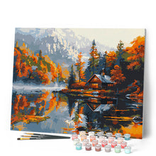 Laden Sie das Bild in den Galerie-Viewer, Herbsthütte am Seeufer