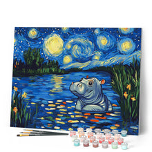 Laden Sie das Bild in den Galerie-Viewer, Nilpferd in der Sternennacht