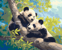 Laden Sie das Bild in den Galerie-Viewer, Malen nach Zahlen Figured'Art – Pandas auf einem Ast