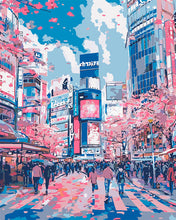 Laden Sie das Bild in den Galerie-Viewer, Malen nach Zahlen Figured'Art – Kirschblüten in Shibuya