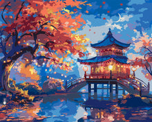 Laden Sie das Bild in den Galerie-Viewer, Malen nach Zahlen Figured'Art – Pagode in einer Herbstnacht