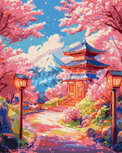 Laden Sie das Bild in den Galerie-Viewer, Malen nach Zahlen Figured'Art – Sakura-Weg zur Pagode
