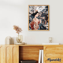 Laden Sie das Bild in den Galerie-Viewer, Geisha in einer Vintage-Straße
