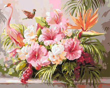 Laden Sie das Bild in den Galerie-Viewer, Malen nach Zahlen Figured'Art – Hibiskus und Flamingo