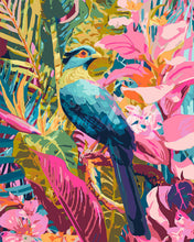 Laden Sie das Bild in den Galerie-Viewer, Malen nach Zahlen Figured'Art – Tropischer blauer Vogel