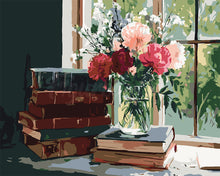 Laden Sie das Bild in den Galerie-Viewer, Malen nach Zahlen Figured'Art – Antike Bücher und Blumen