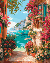 Laden Sie das Bild in den Galerie-Viewer, Malen nach Zahlen Figured'Art – Blick auf die Italienische Riviera
