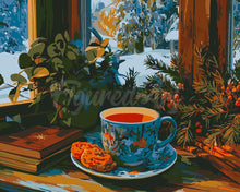 Laden Sie das Bild in den Galerie-Viewer, Malen nach Zahlen Figured'Art – Winterlicher Nachmittagstee